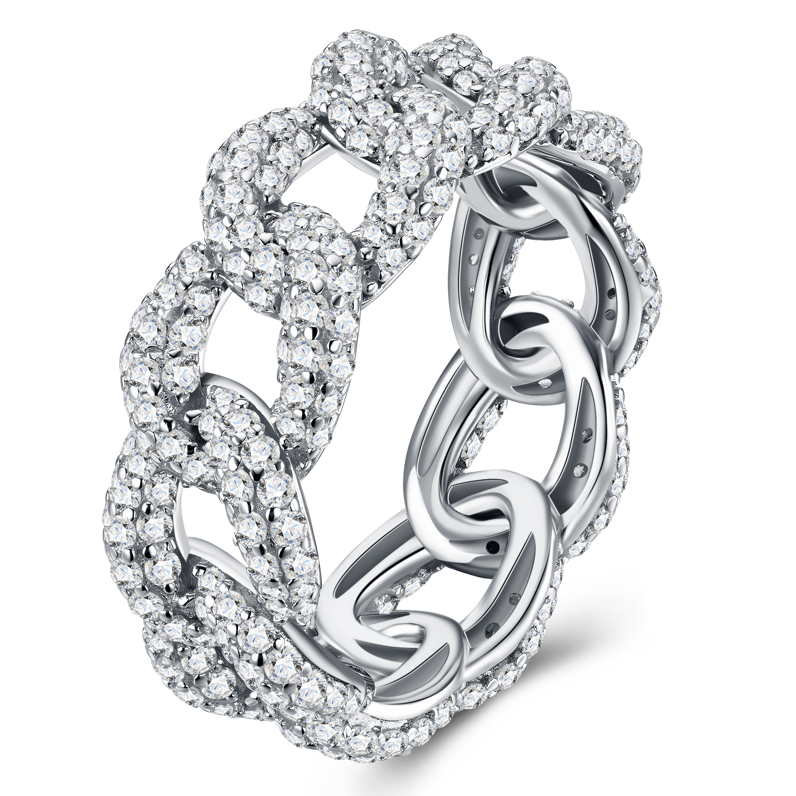 A Luxurious, Fashionable, And Trendy Silver Ring Set With Top-quality Moissanite, Crafted