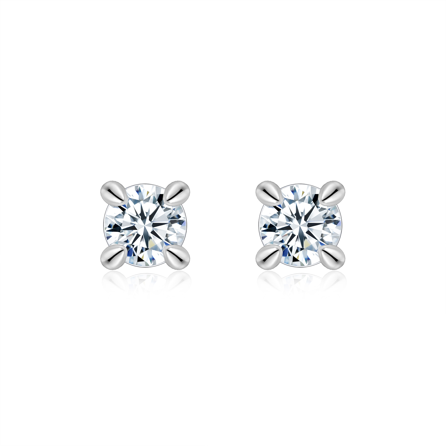 Sterling Silver Moissanite Stud Earrings, 0.5&2ct D-VVS1 4-Prong Basket Pave With Screw