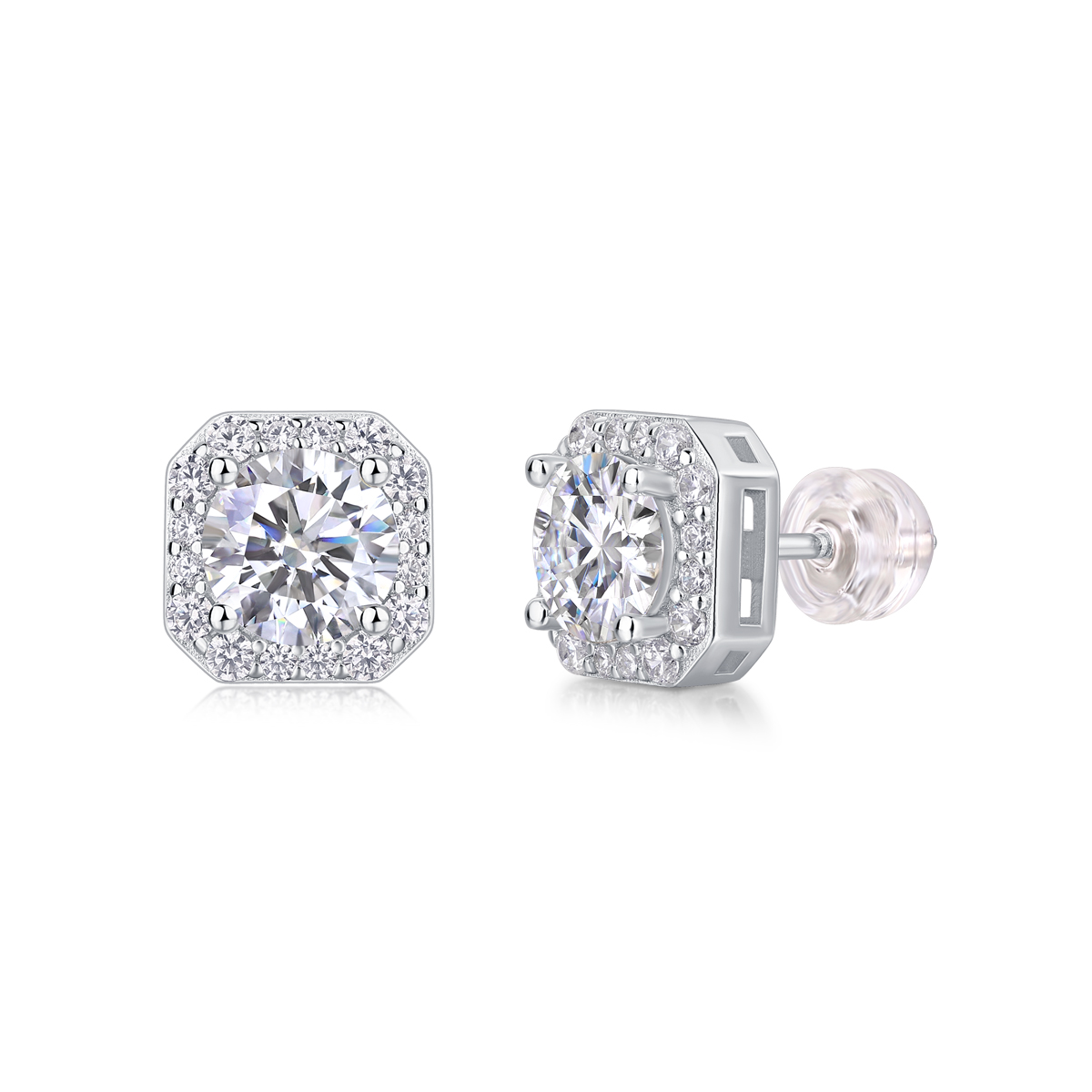 The Rose In The Heart - Earrings Set With 1-carat Top-quality Moissanite, Silver And